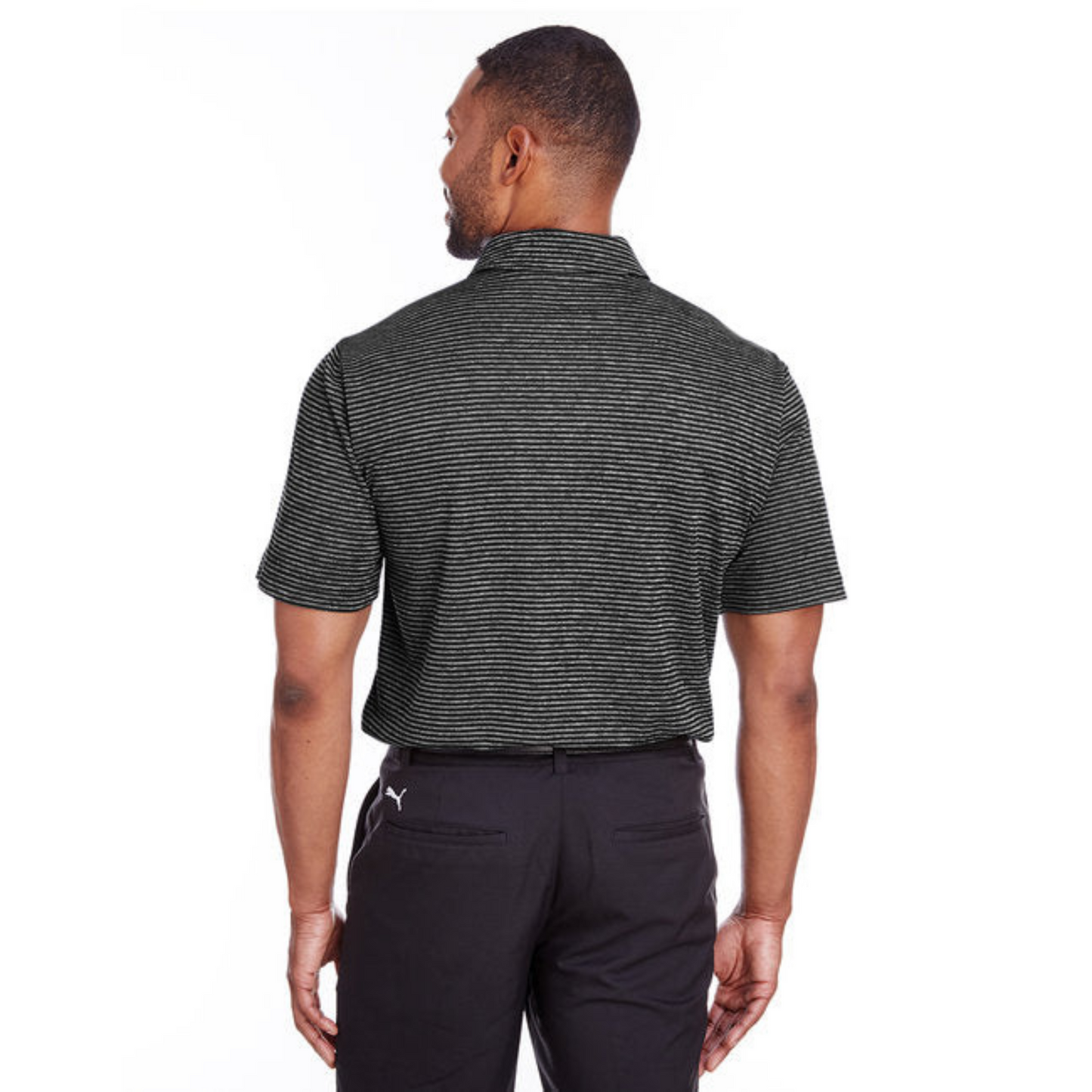 Men's Quarry Heather Performance Stripe Polo - Black Heather