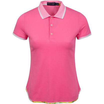 RLX-Women's Short Sleeve Performance Pique Shirt Tail Polo - Neon Pink / Sandy Lane Tie Dye
