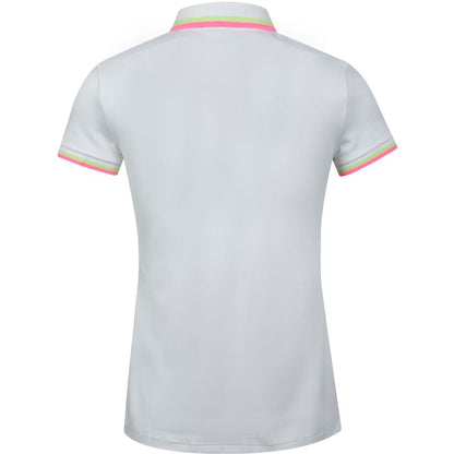 Women's SS Performance Pique Val Polo Pure White/Neon Pink Multi