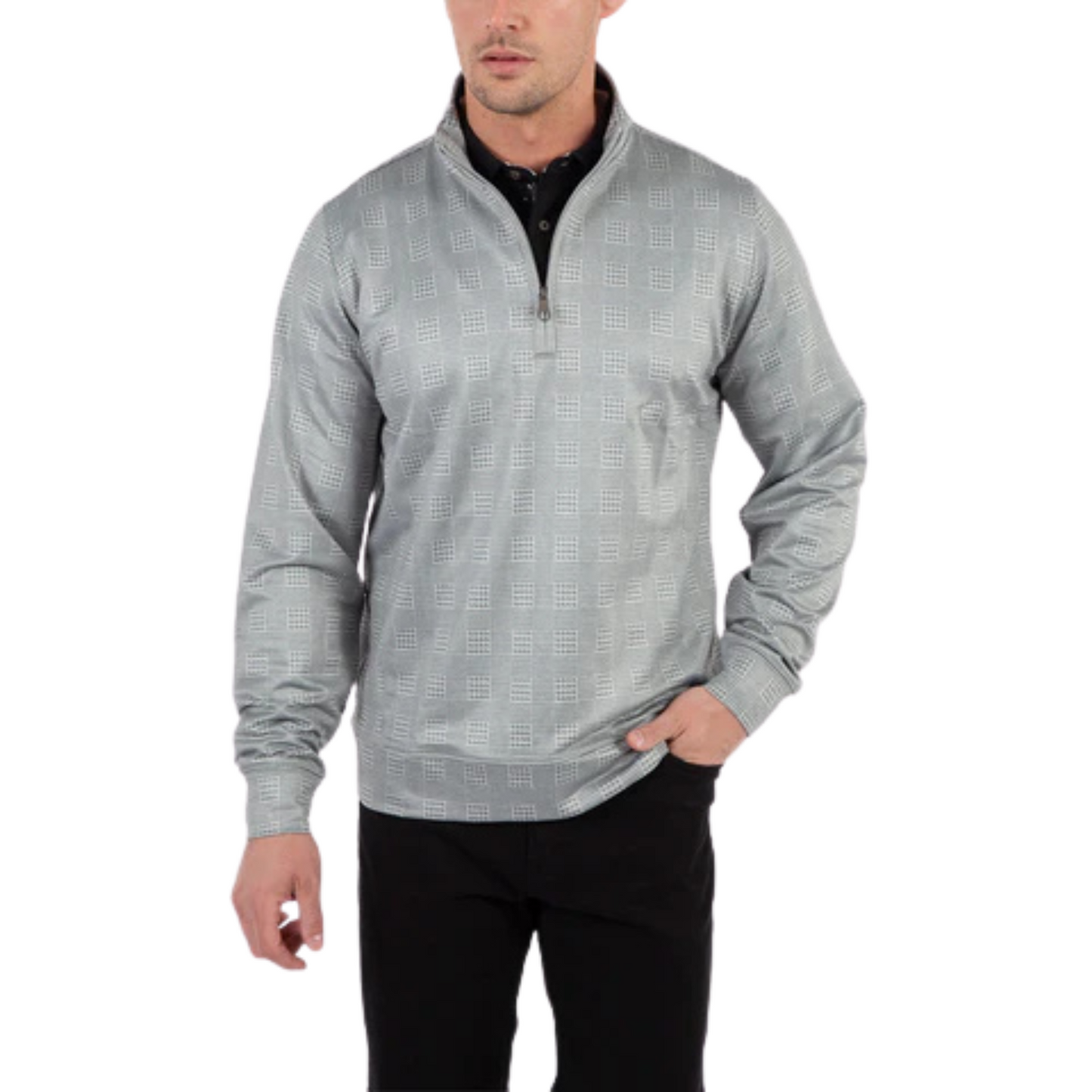 Bobby Jones Glenplaid Walker 1/4 Zip - Heather Grey