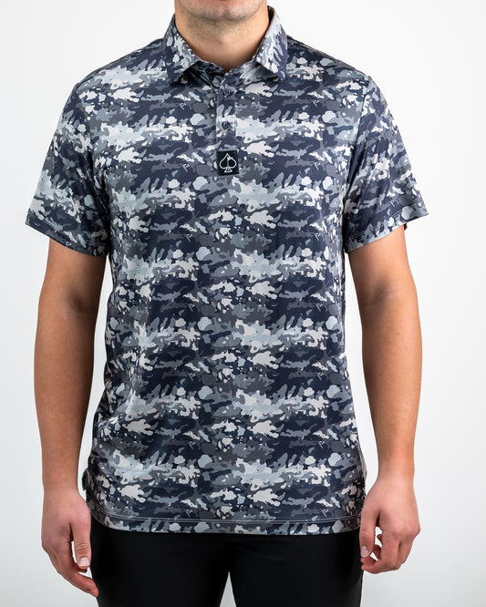 Pins and Aces Grey Camo Polo