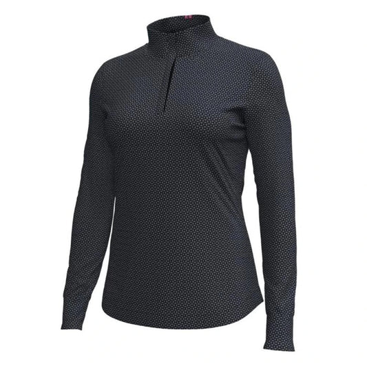 Grooves Print 1/4 Zip Black